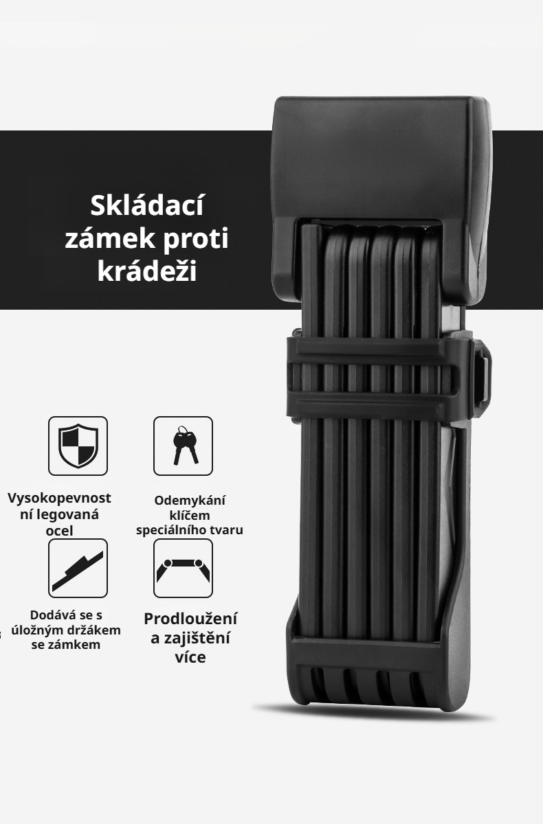 Skládací zámek na kolo s robustní konstrukcí