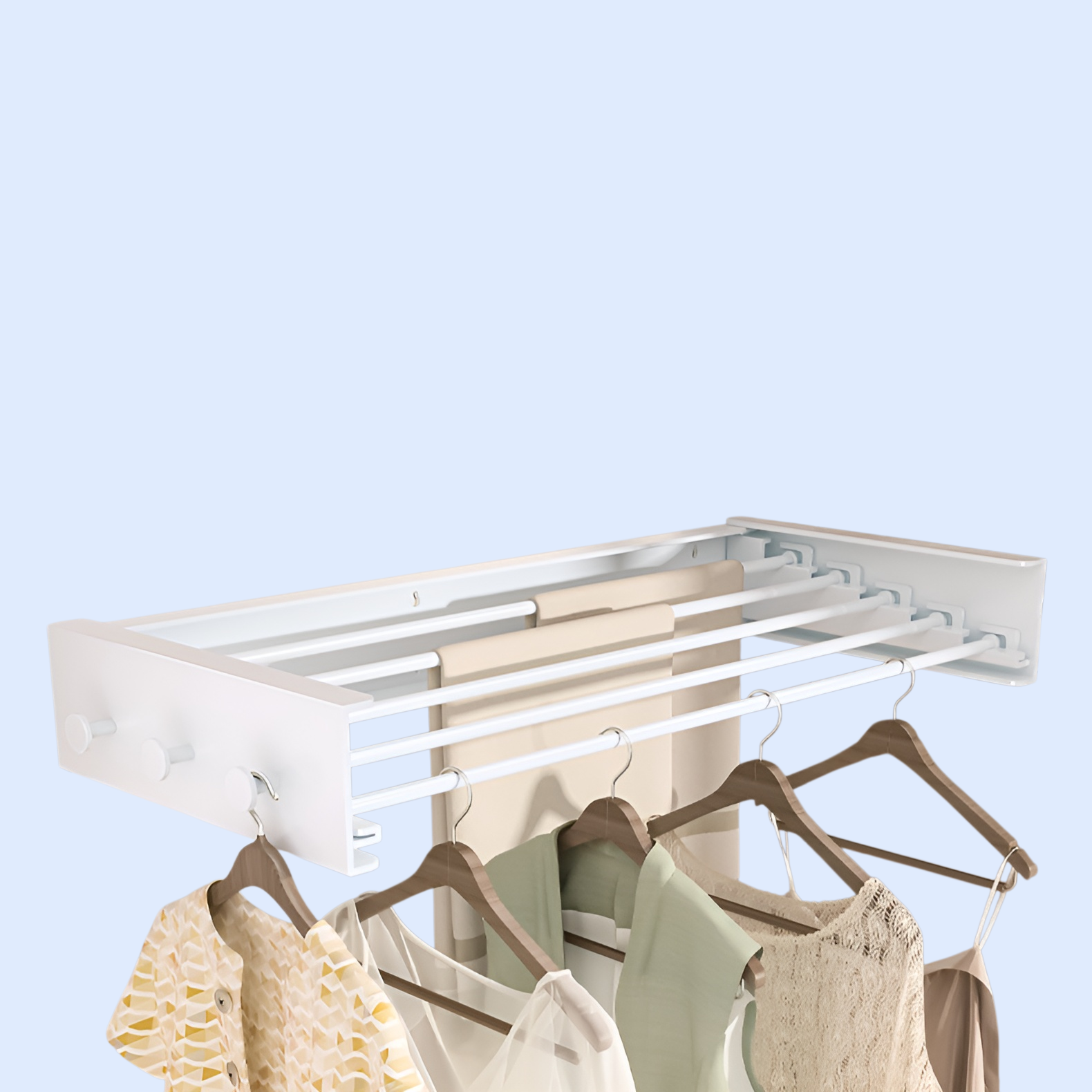 室内干し 折りたたみ式 壁掛けハンガーラック 洗濯物干し 折り畳み式 物干しラック 壁掛け 防風設計アルミニウム 伸縮タイプ 隠し物干し ウォールハンガー 省スペース 服掛 布団干しなど用 物干しハン