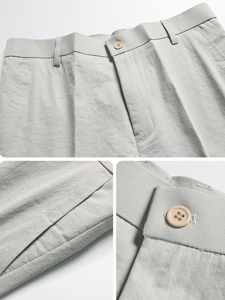 シンプル通気性ビジネス快適薄手五分丈パンツ メンズ