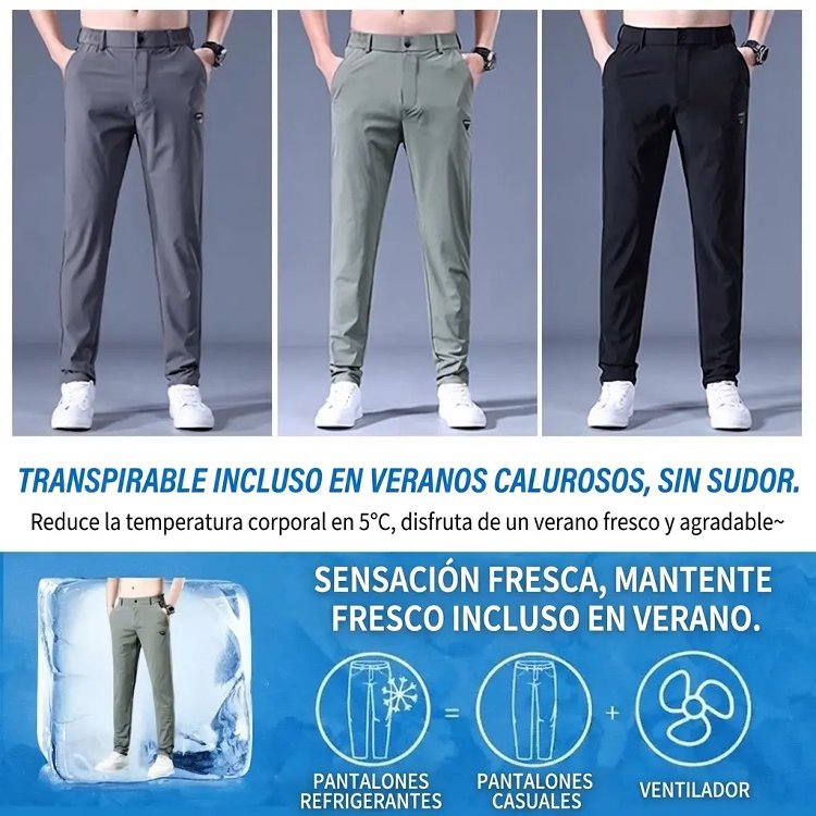 Pantalones rectos elásticos