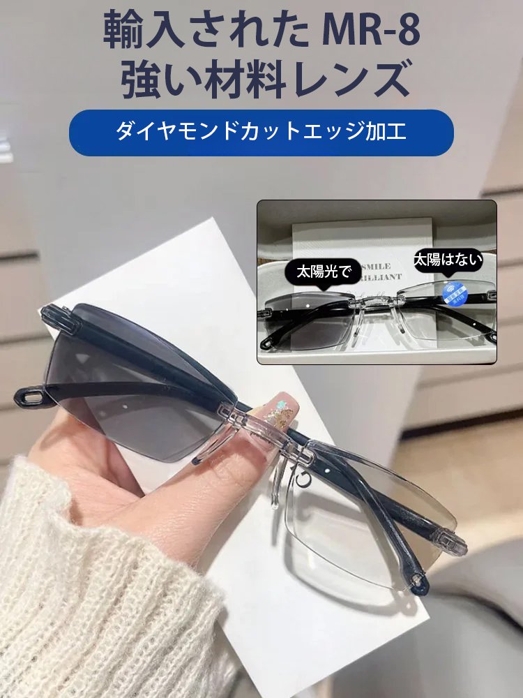 変色ブルーライト防止老眼メガネ 