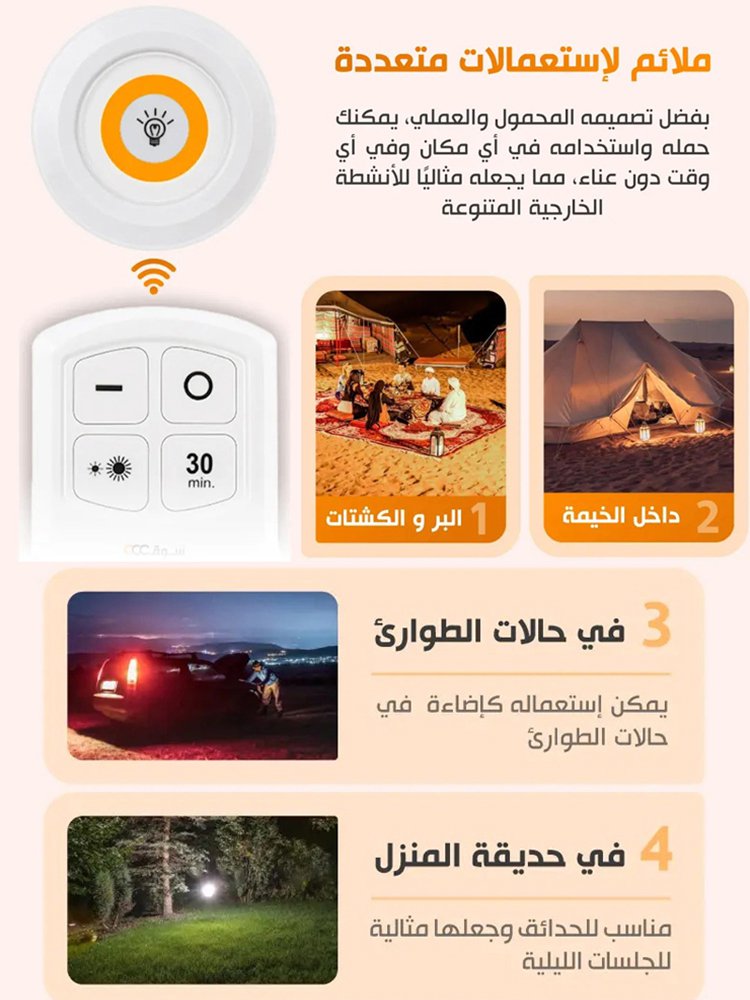مصباح استشعار ذكي متعدد الوظائف للتحكم عن بُعد للاستخدام الخارجي والمنزلي