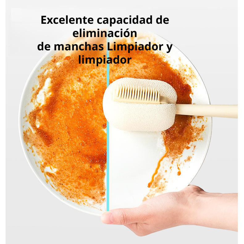 Cepillo de esponja de mango largo 5 en 1 para limpiar botellas