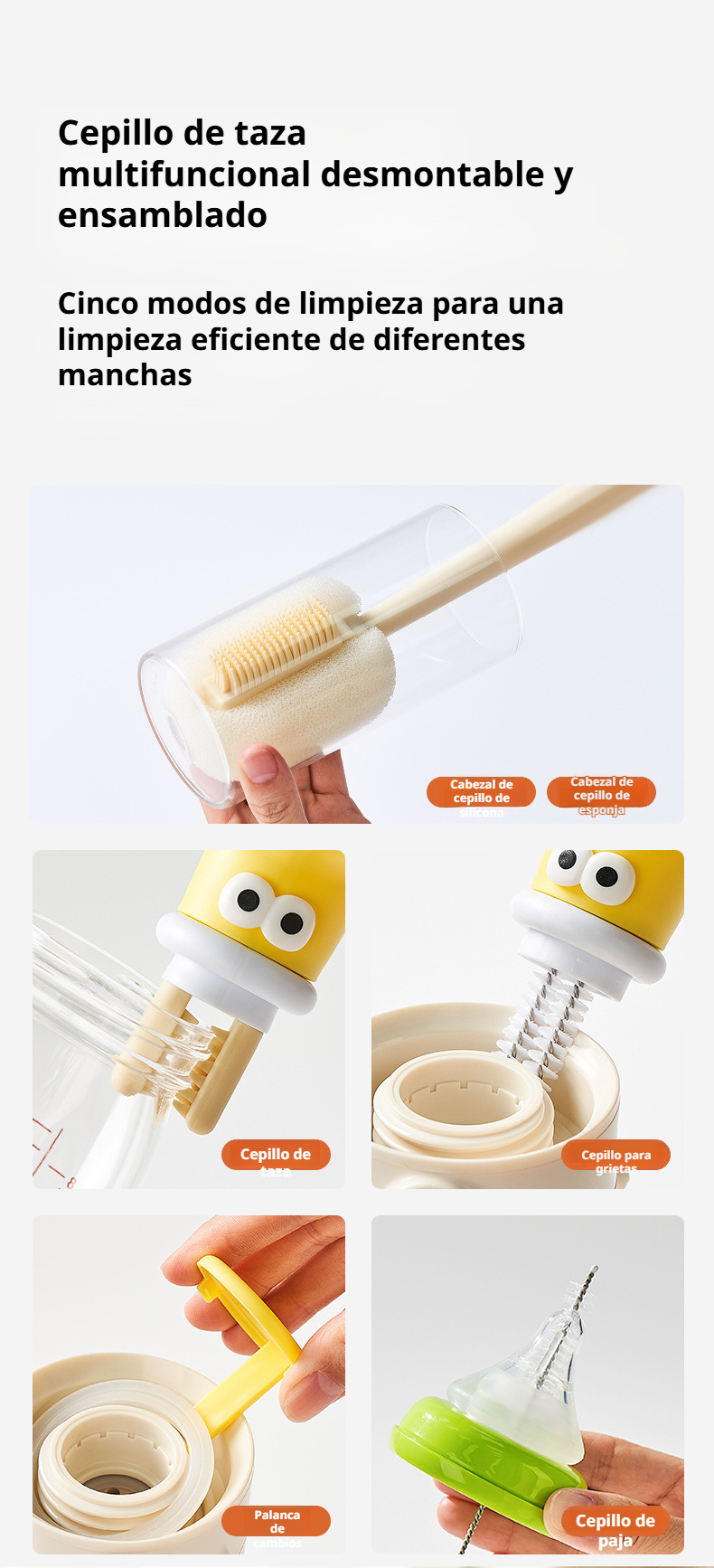 Limpieza profunda con cepillo de esponja de mango largo