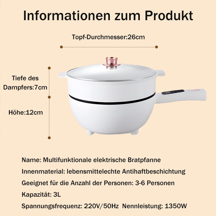 【Multifunktionaler intelligenter Elektro-Wok】Verbraucht nur einen Kilowatt pro Tag