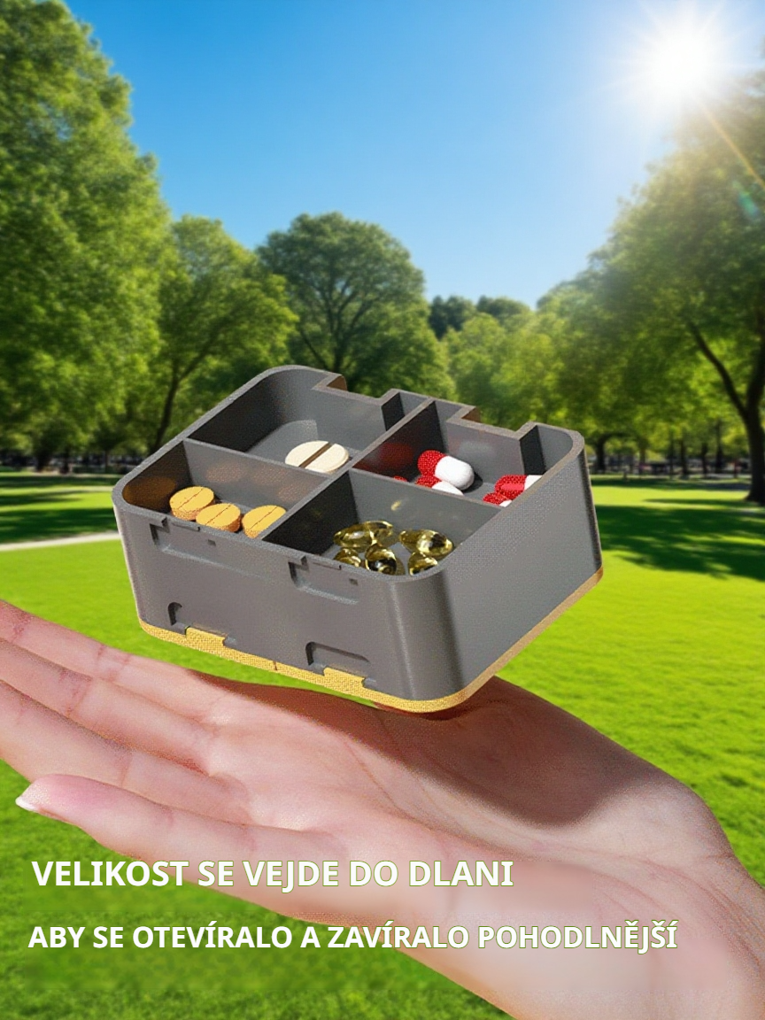 Dvojitý kráječ na tablety s týdenním dávkovačem léků