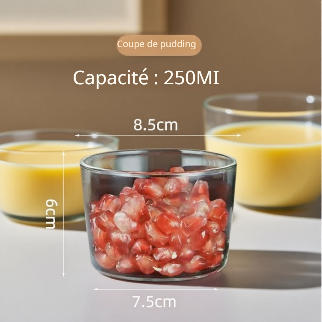 Bol en verre résistant à haute température pour œufs vapeur et desserts