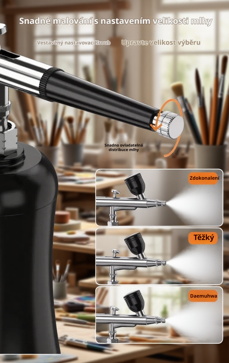 Detailní pohled na stříkací pistoli na nehty