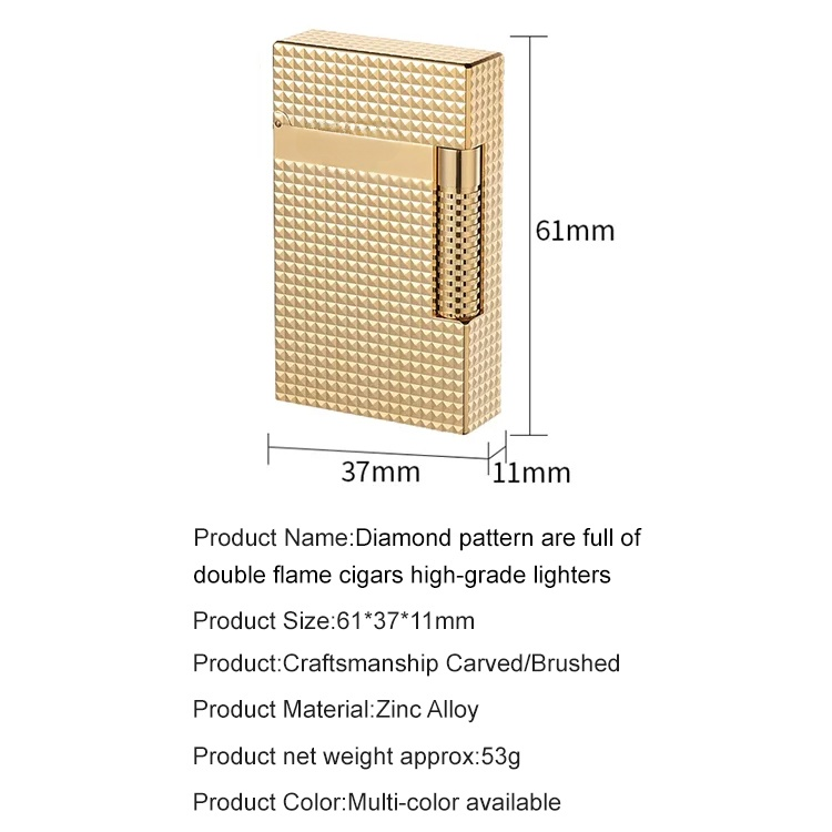 Diamond pattern Dupeng double flame cigar high-end lighter