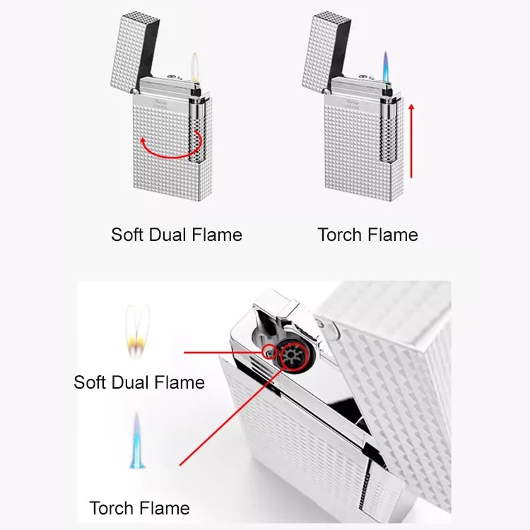 Diamond pattern Dupeng double flame cigar high-end lighter