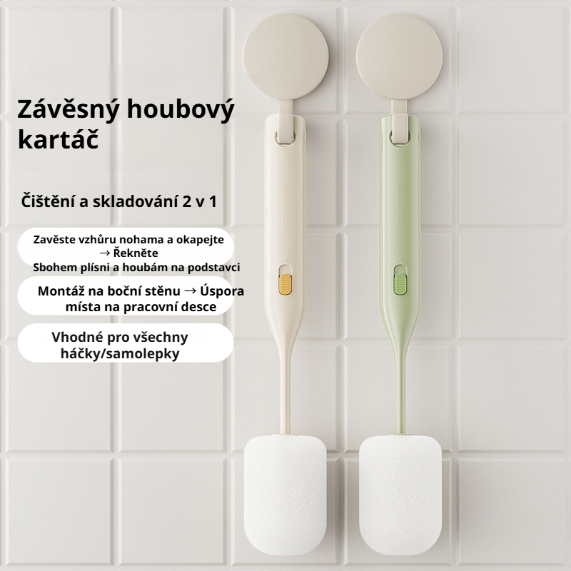 Sada na čištění pohárů se speciální houbou a dvojitou hlavicí kartáče