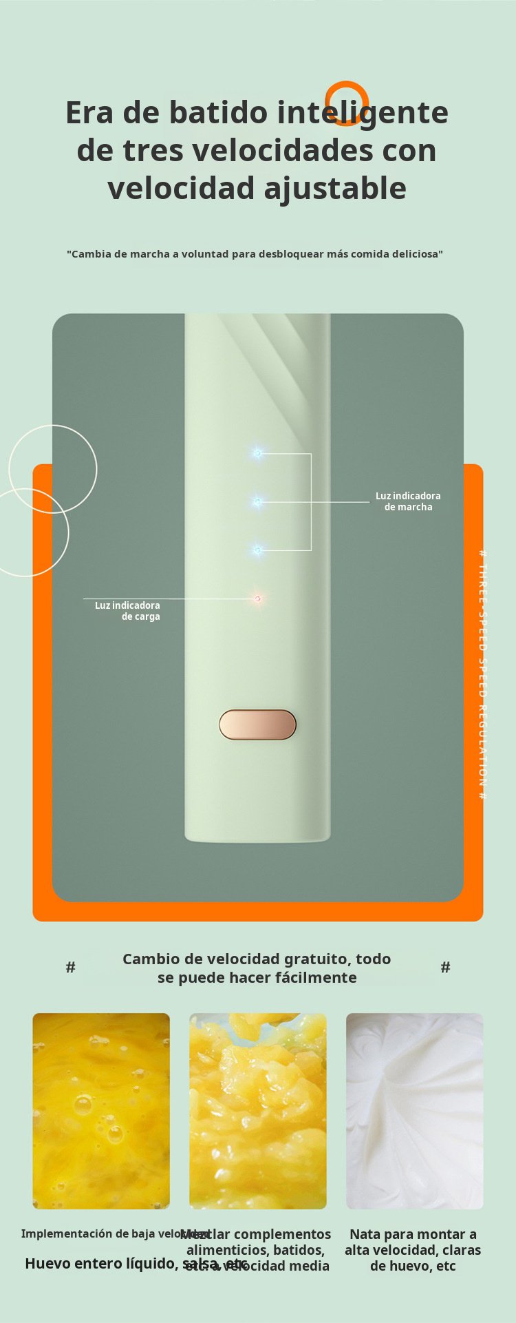 Herramienta portátil para espumar leche y batir huevos