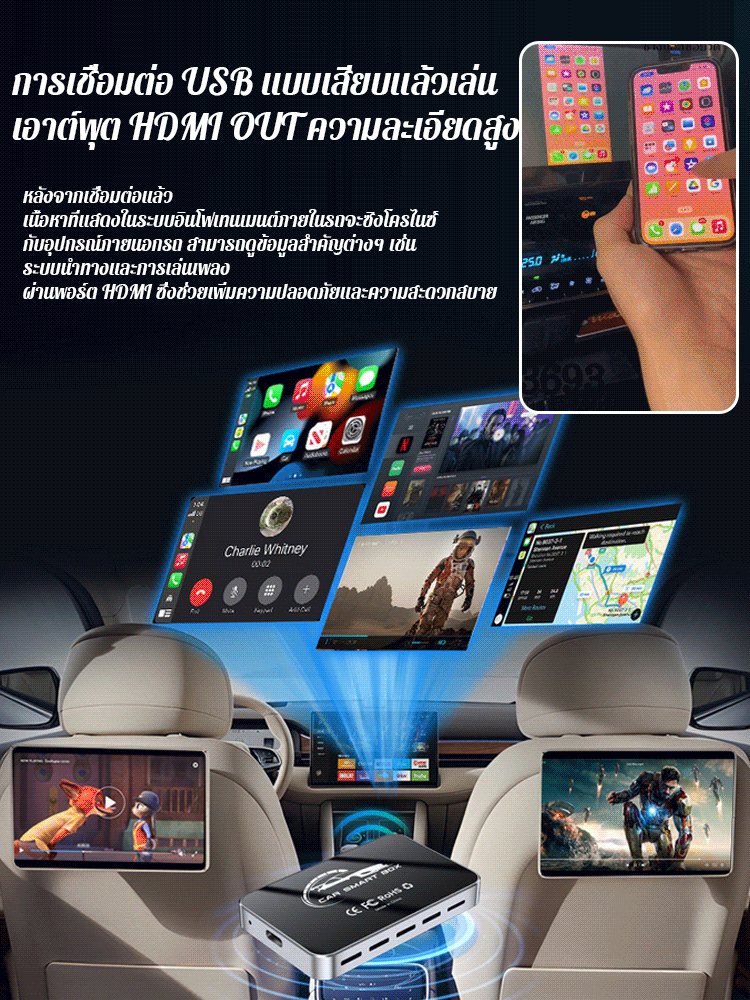 กล่อง CarPlay Ai Box  4K HD ติดรถยนต์