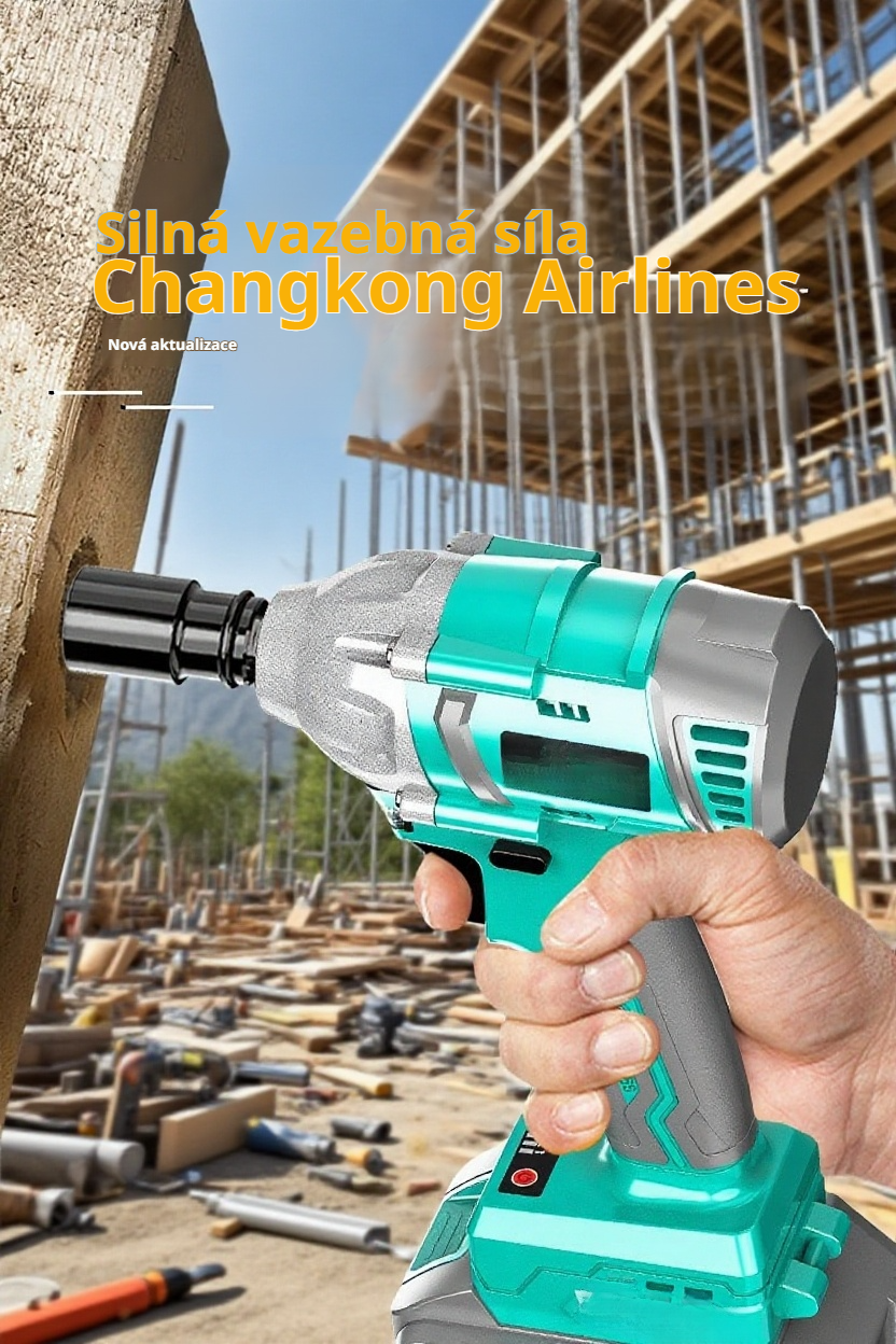 Bezuhlíkový elektrický utahovák na lithium s držákem na ruce a nohy – detailní pohled