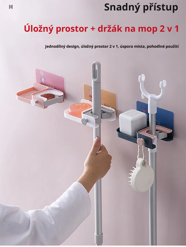 Organizér na úklidové potřeby s více úchyty