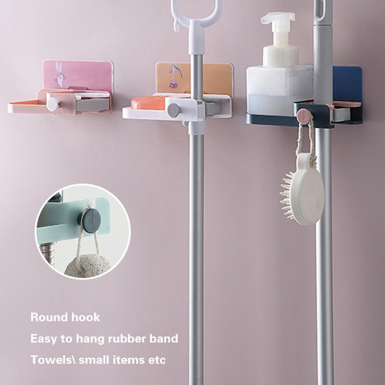Multifunctional mop holder toilet wall hanging mop hook