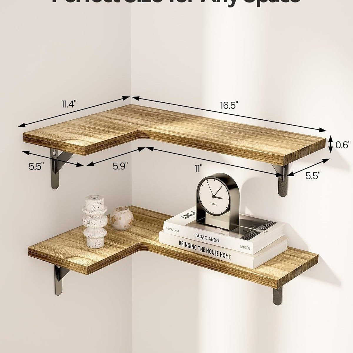 Space-saving organizer shelf in a minimalist home interior
