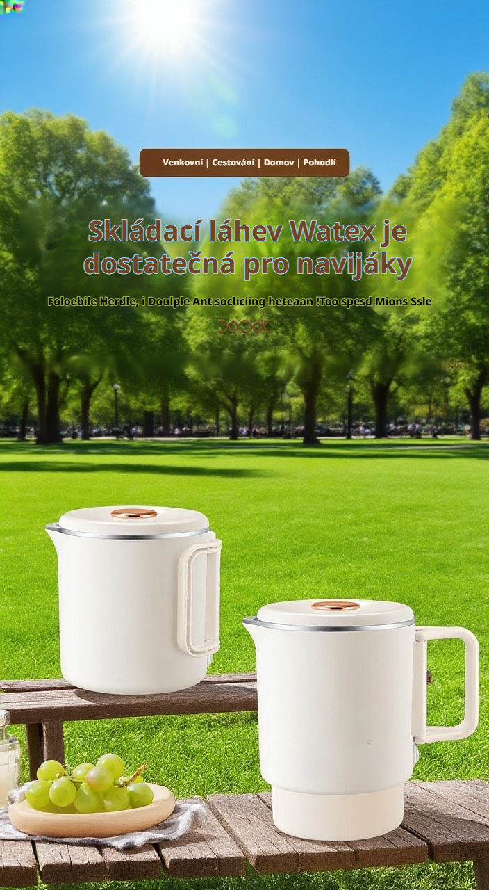 Skládací elektrická cestovní konvice v rozloženém stavu