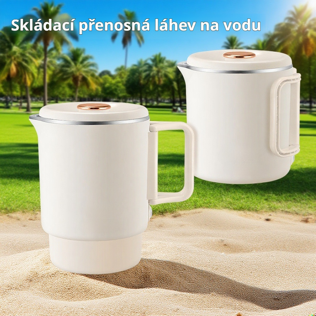 Skládací elektrická cestovní konvice, mini přenosná termokonvice