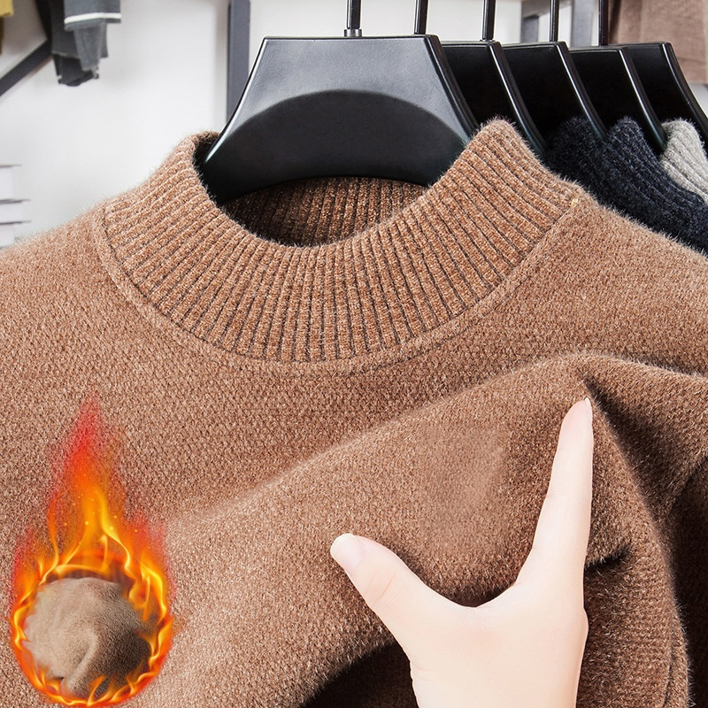 남성 도톰 기모 자수 니트