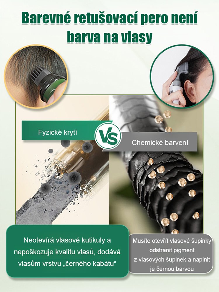 "Rychle vyrovnávací korekční pero na šedivé vlasy"