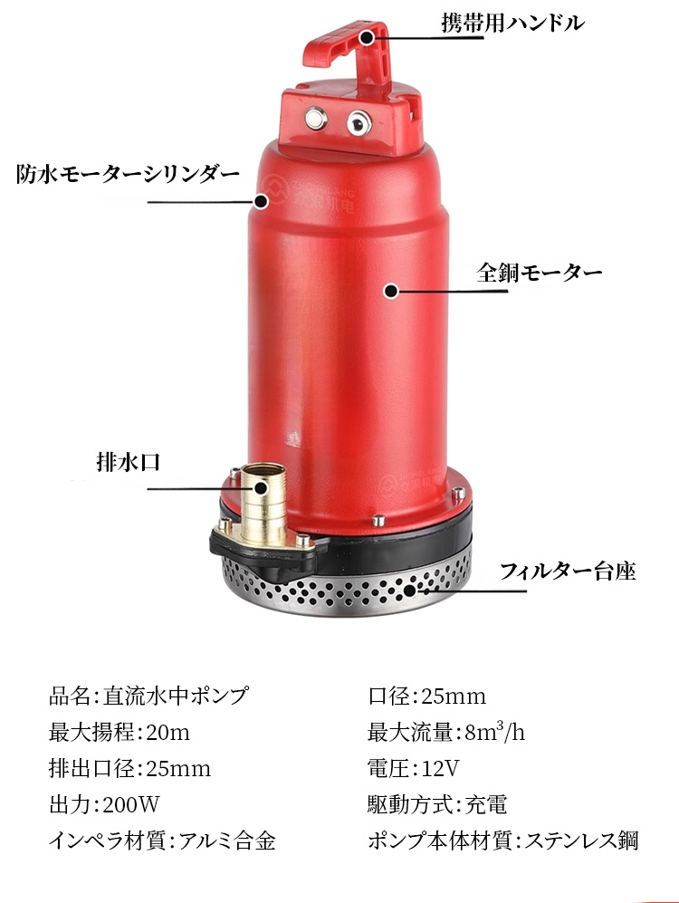 【30倍強圧】大出力直流潜水ポンプ