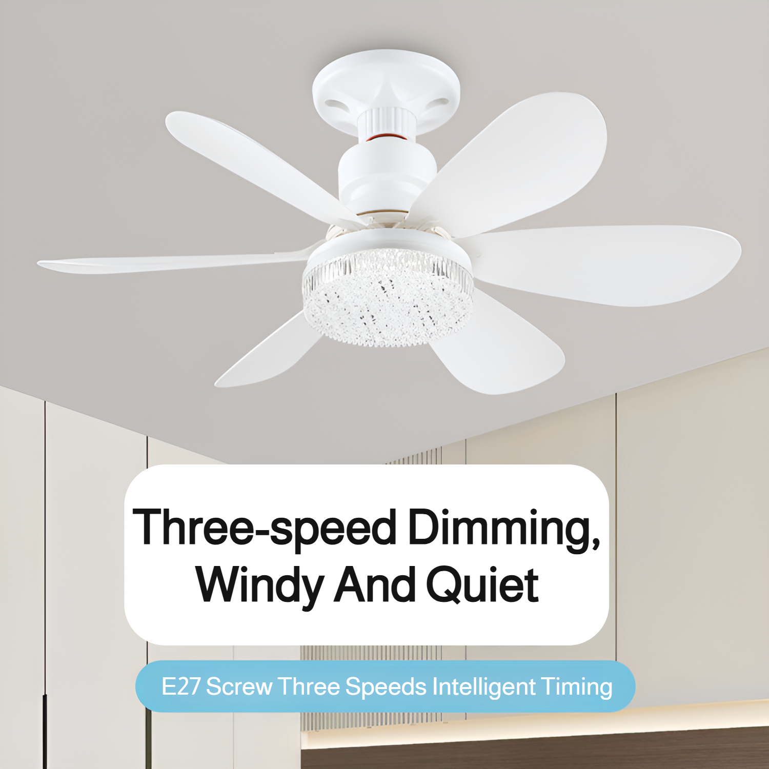 New screw fan light living room restaurant minimalist home ceiling chandelier integrated ceiling fan