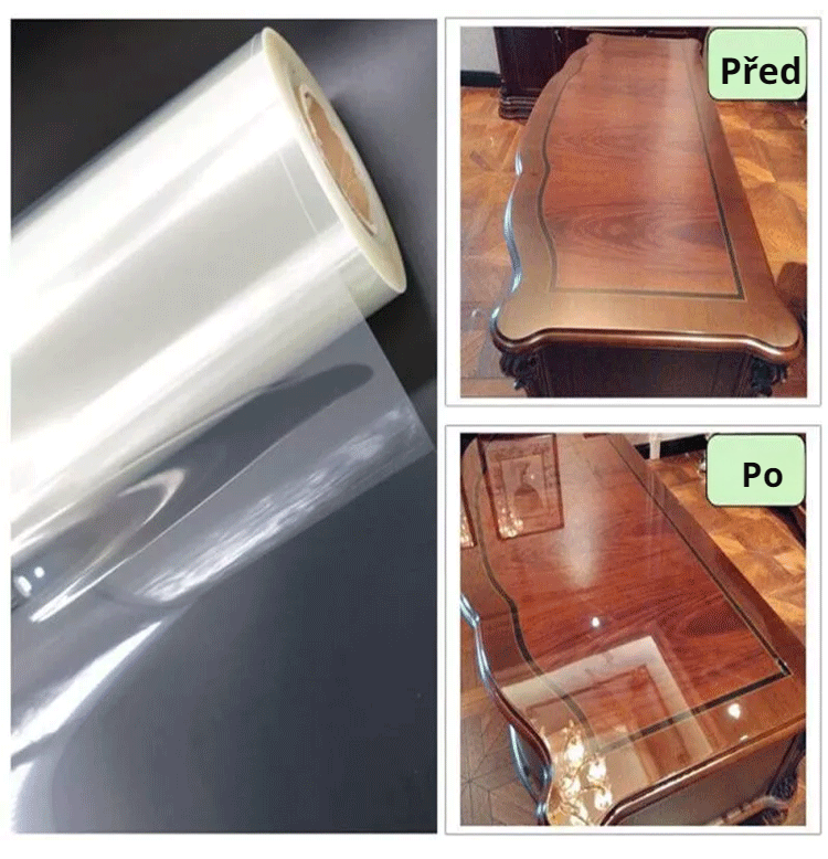Instalace transparentní fólie na pracovní plochu