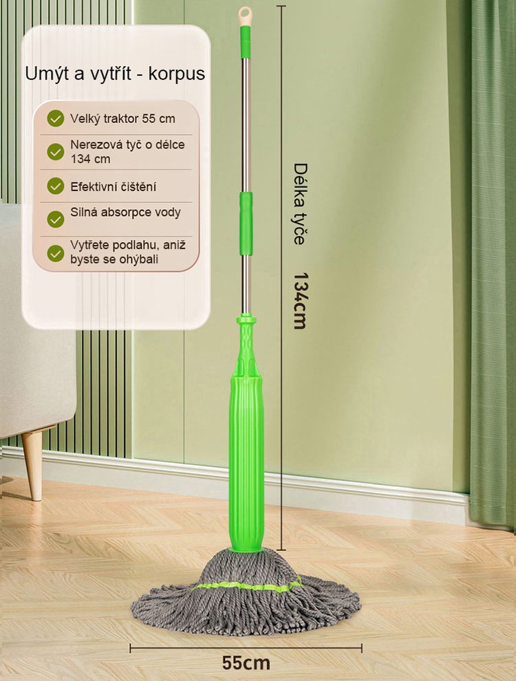  Bambusové vlákno samokroucený rotační mop