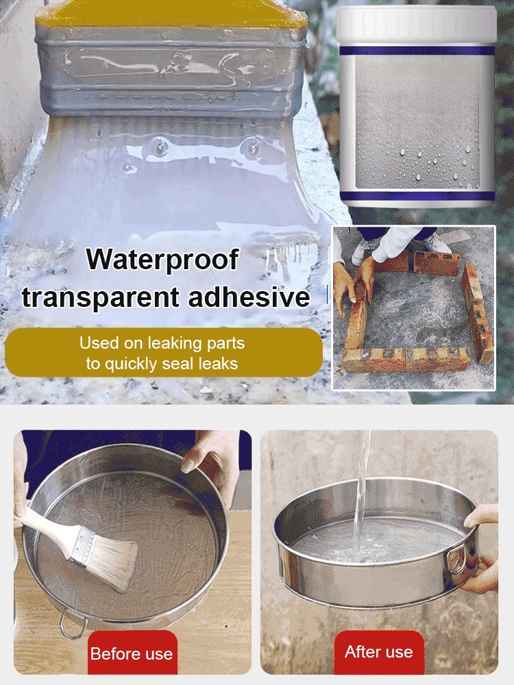 Transparent waterproof adhesive for internal and external walls