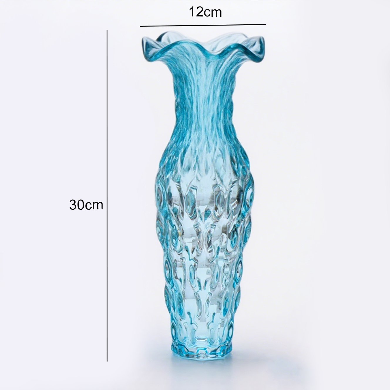 Ručně vyráběná modrá křišťálová váza