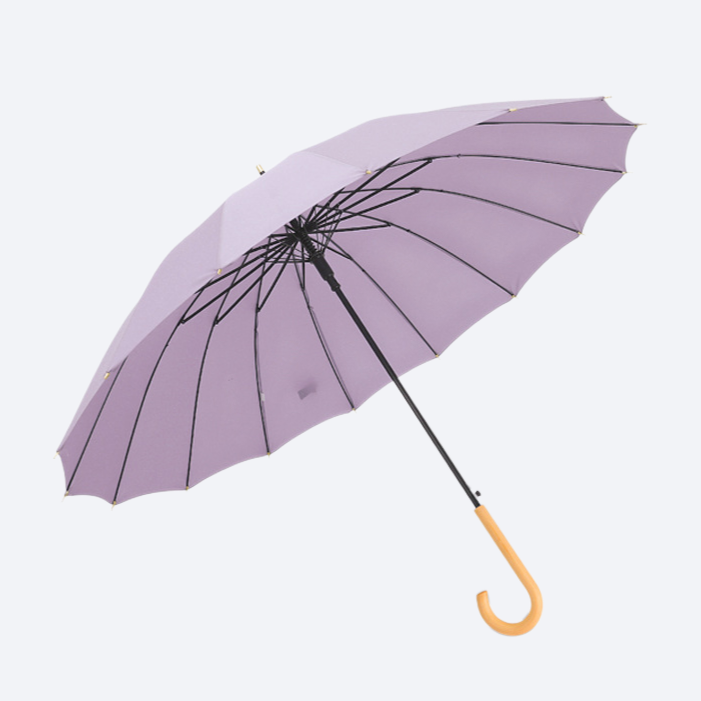 森系レトロな曲げ柄の長柄傘