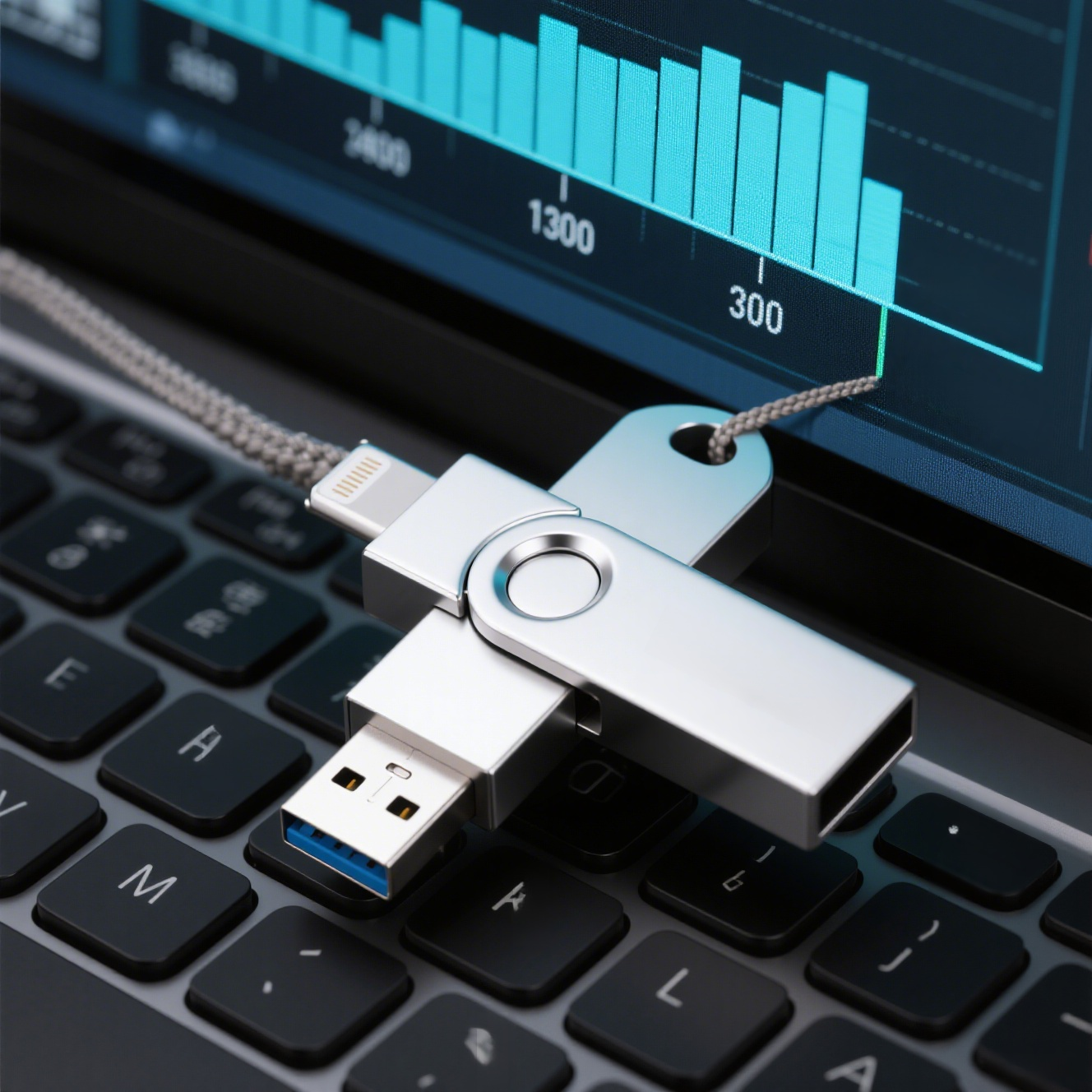 Dwufunkcyjny trzy w jednym szybki pendrive o dużej pojemności.