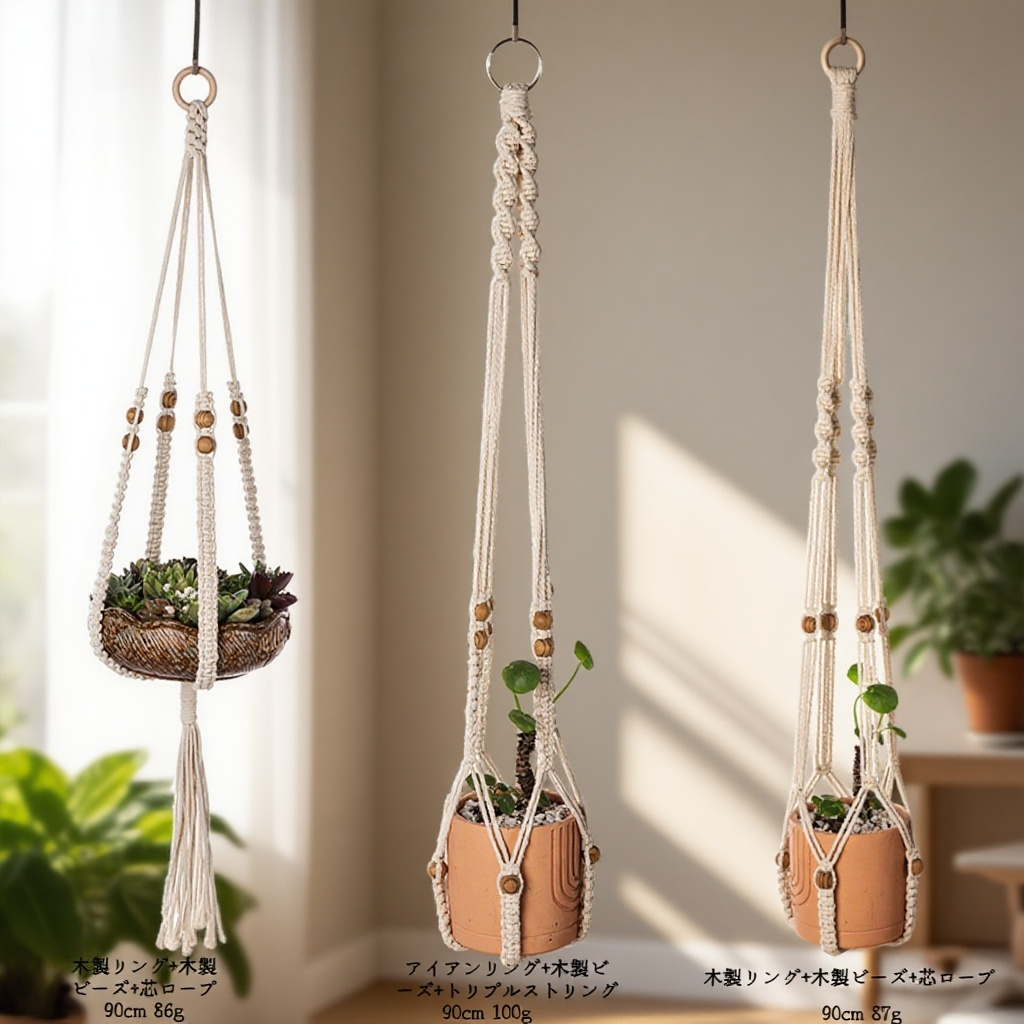 メッシュポケット付きウォールデコレーションフラワーポット詳細