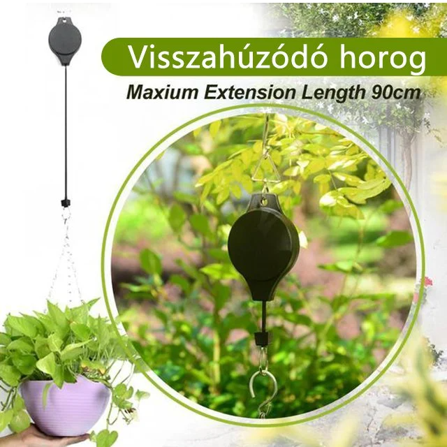 Behúzható emelőhorog virágcserép horog