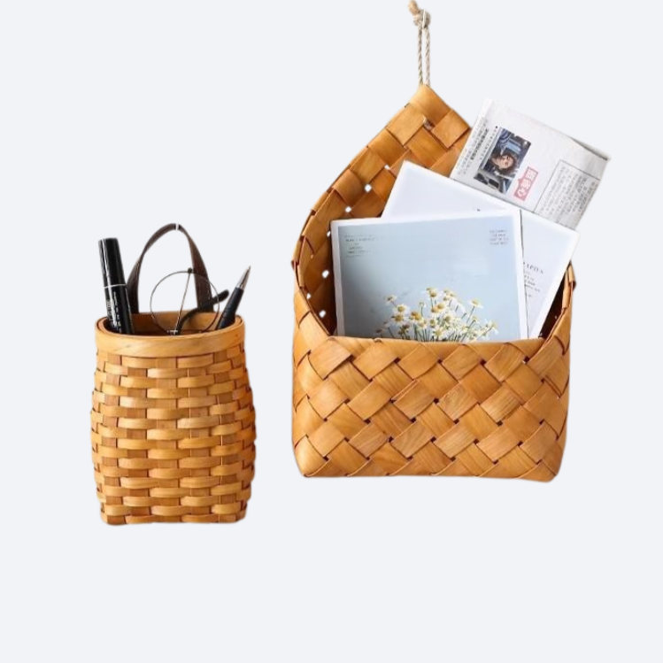 Hand-woven storage basket