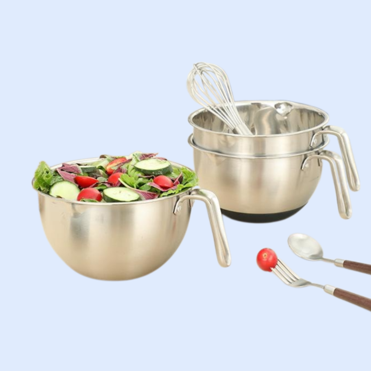 스테인리스 스틸 손잡이 실리콘 바닥 믹싱볼