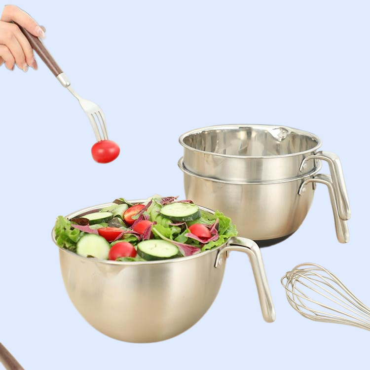 스테인리스 스틸 손잡이 실리콘 바닥 믹싱볼