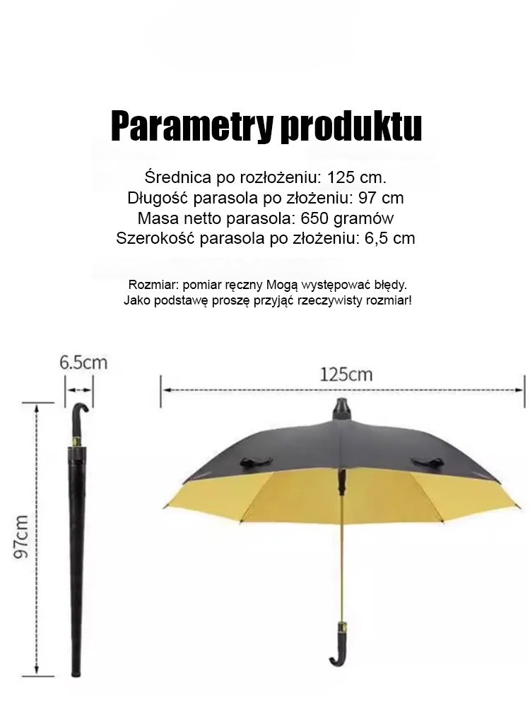 Automatyczny, dwuwarstwowy, wiatroodporny parasol.