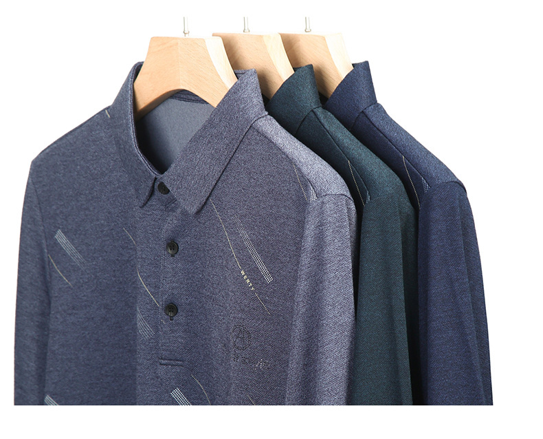 春秋シーズン向けメンズ長袖ラペルシャツ