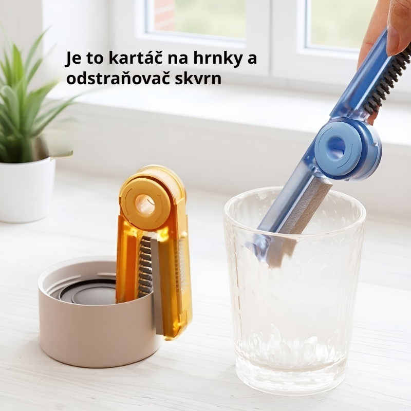 Multifunkční čtyřv-1 kartáč na čištění pohárů s víkem