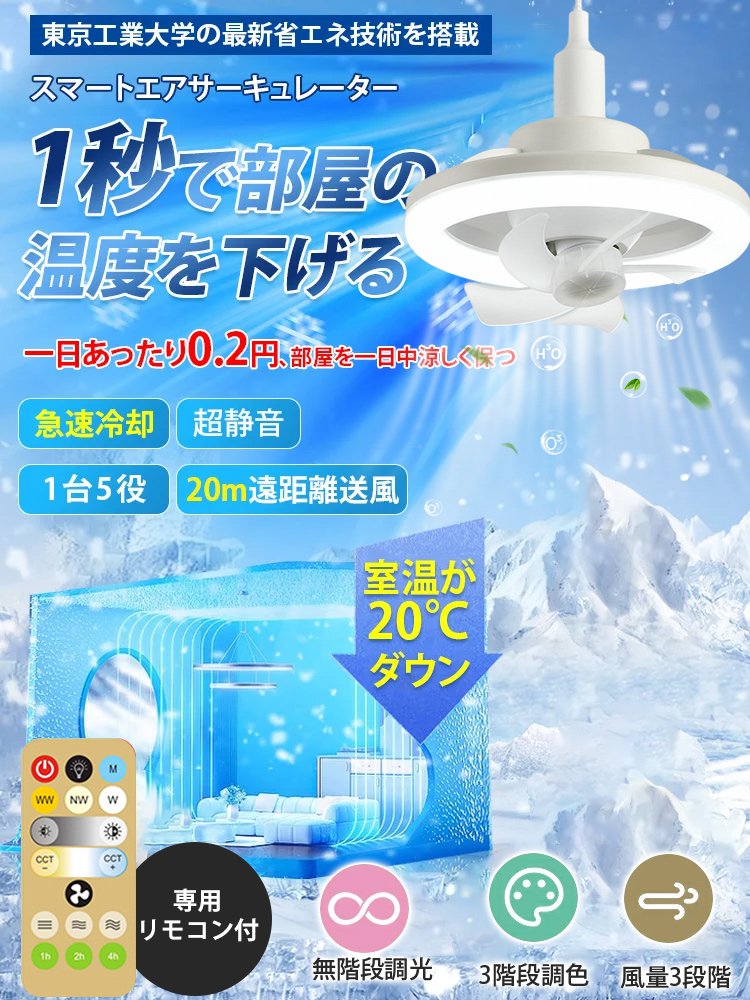 ミニサイズLEDシーリングファンライト