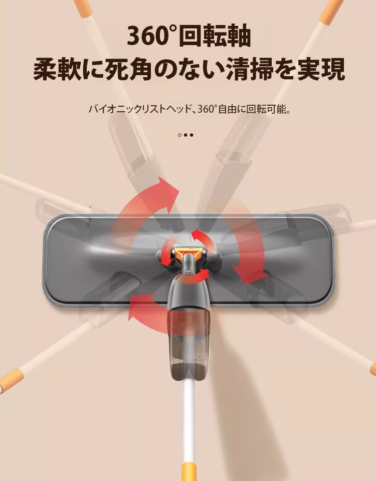 【ワンボタンでスプレー】手洗い不要スプレーモップ