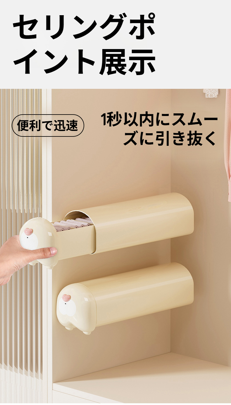 ワードローブに設置した収納ボックス