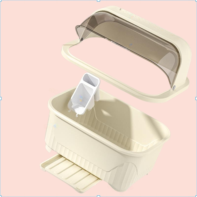 뚜껑이 있는 그릇 수저통 보관함 찬장 주방 가정 그릇 접시 보관 선반 기숙사 배수구 그릇 선반