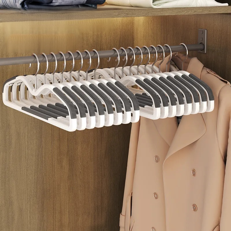 晾衣衣帽架防滑加厚無痕衣架可旋轉桃心灰無痕防滑短頸衣架