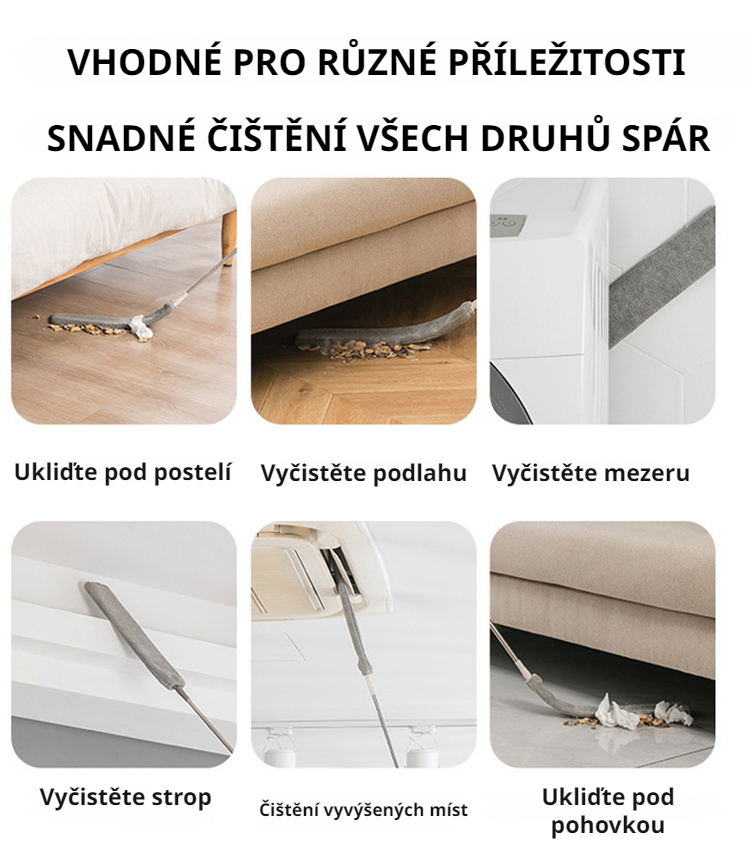Český: Teleskopický kartáč na čištění pod postelí