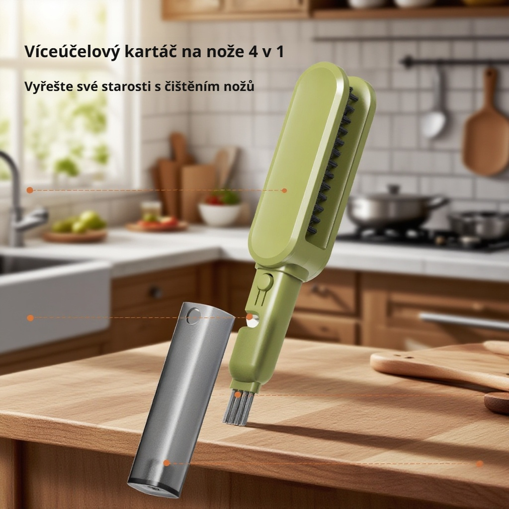 Kartáč na čištění nožů a mlýnku na maso do kuchyně