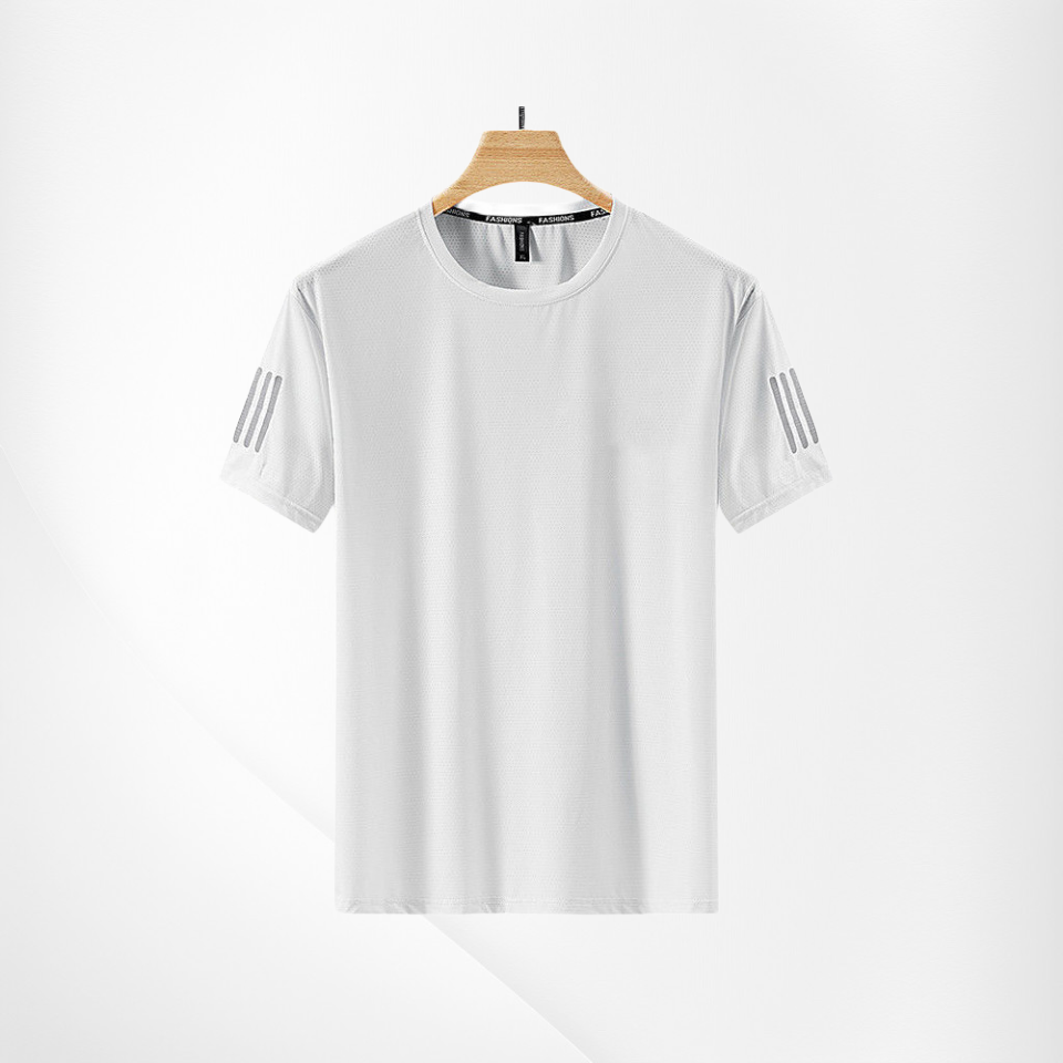 Herren Atmungsaktives Sommer-T-Shirt – Locker, schnelltrocknend, Rundhals, Eisseide, Übergröße