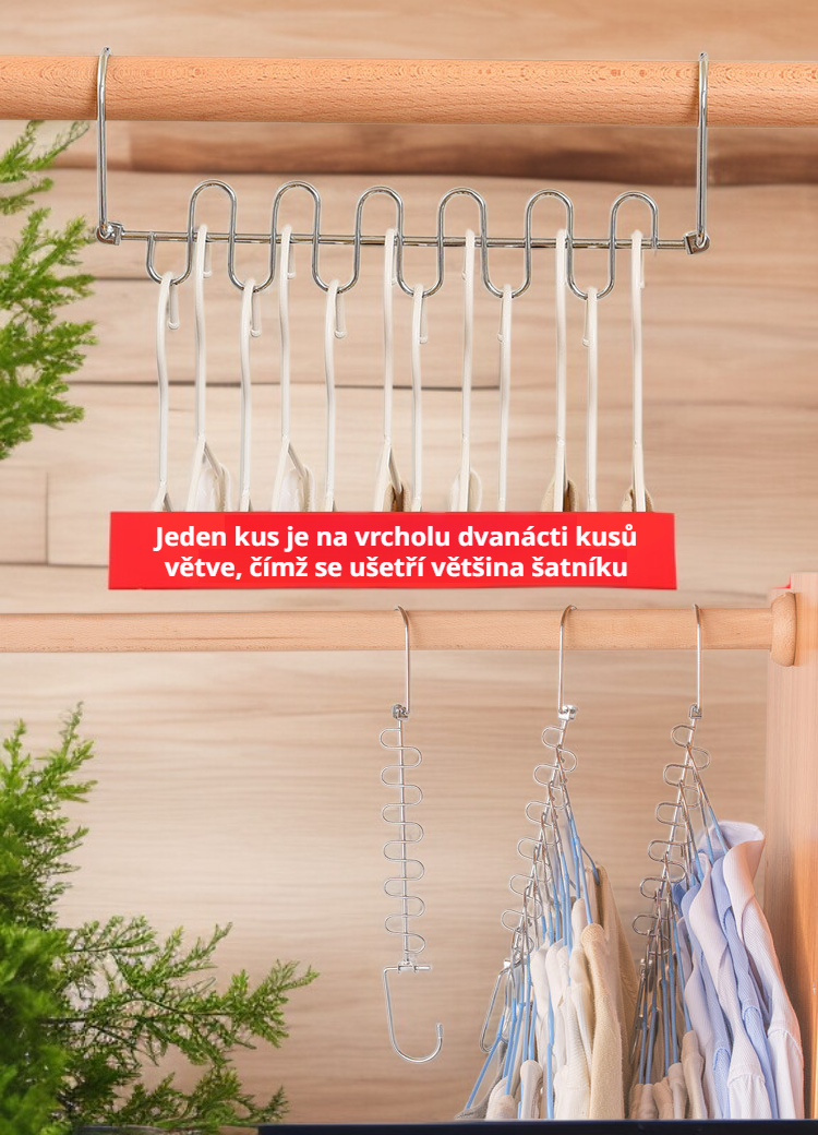 Magický věšák instalovaný na zdi šatny